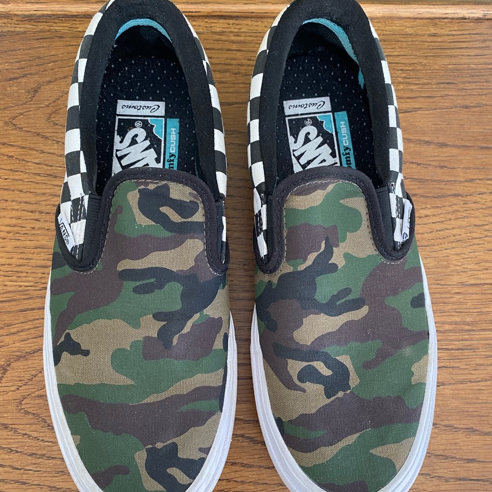 Vans Customs Camo with Black & White Checkerboard Trim